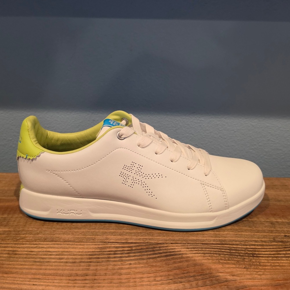 Kuru Womens Roam Court Sneakers White Lime Blue Leather  Comfort Shoes 10 - Picture 6 of 11